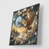 ゴールデンイーグルPerched近くの穏やかなリバーバンク スクエア壁時計 (傾斜)