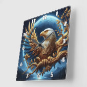 ゴールデンイーグルPerched on Branch at Dusk スクエア壁時計 (傾斜)