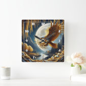 ゴールデンイーグルPerched on Branch at Nighttime スクエア壁時計 (ホーム)