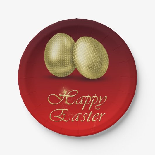 ゴールデンイースターエッグ – 紙プレート ペーパープレート (正面)