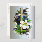 ゴールデンイースタークロスと白ゆりの花 シーズンポストカード (正面/裏面)