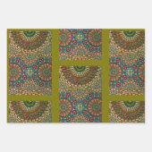 ゴールデンイードムバラク装飾パターンイエローグリーン ラッピングペーパーシート (正面2)