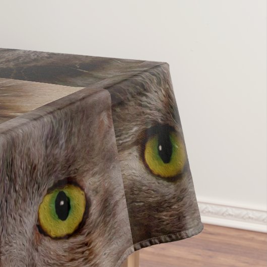 「ゴールデンウィスカー油の茶色の子絵を描猫」 テーブルクロス (インサイチュ)