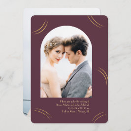 ゴールデンウィスパーズツー写真プラムウェディング 招待状