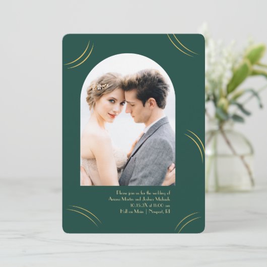 ゴールデンウィップスツーフォトエメラルドグリーン結婚ズ 招待状 (スタンド正面)