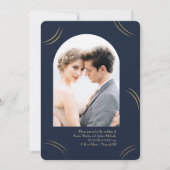 ゴールデンウィップスツーフォトダークブルー結婚ズ 招待状 (正面)