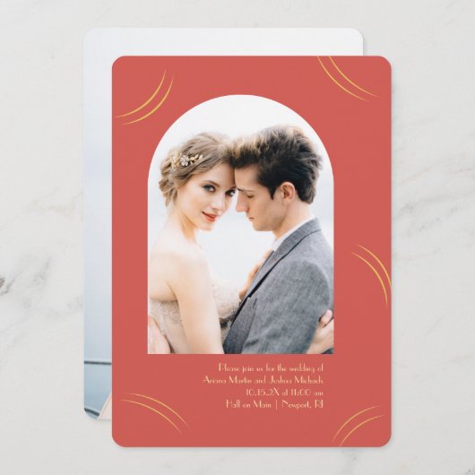 ゴールデンウィップスツーフォトレッド結婚ズ 招待状 (正面/裏面)