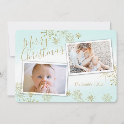 ゴールデンウィンタースノーフレークスホリデーフォト シーズンカード (正面)