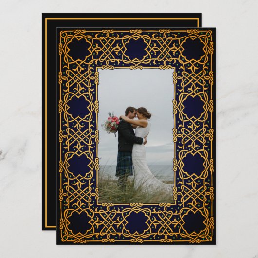 ゴールデンウィーヴドケルト結び目模様招待状 招待状 (正面/裏面)