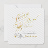 ゴールデンウェディングアニバーサリー 50周年 ストライプ 招待状 (正面)