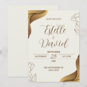 ゴールデンウェディング招待状：愛の旅立ち 招待状 (正面/裏面)