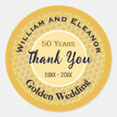 ゴールデンウェディング 50周年記念 お礼ステッカー ラウンドシール (正面)
