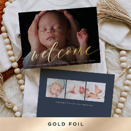 ゴールデンウェルカムスクリプト | ホイル誕生のお知らせ 箔招待状