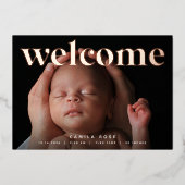 ゴールデンウェルカム |バラゴールドフォイル誕生発表 箔招待状 (正面)