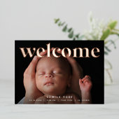 ゴールデンウェルカム |バラゴールドフォイル誕生発表 箔招待状 (立ち正面)