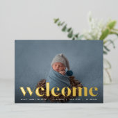 ゴールデンウェルカム |ホイル誕生のお知らせ 箔招待状 (立ち正面)