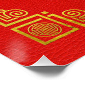 ゴールデンウェルスフェンシュイシンボルオンレザーフェイク ポスター (コーナー)