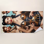 ゴールデンウェーブズ&サテンドリームズ – ラグジュアリー ビーチタオル (正面)