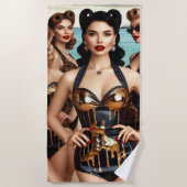 ゴールデンウェーブズ&サテンドリームズ – ラグジュアリー ビーチタオル (正面)