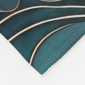 ゴールデンウェーブ – ティール（緑がかった色）と金ゴールド抽象芸術 フリースブランケット (角)