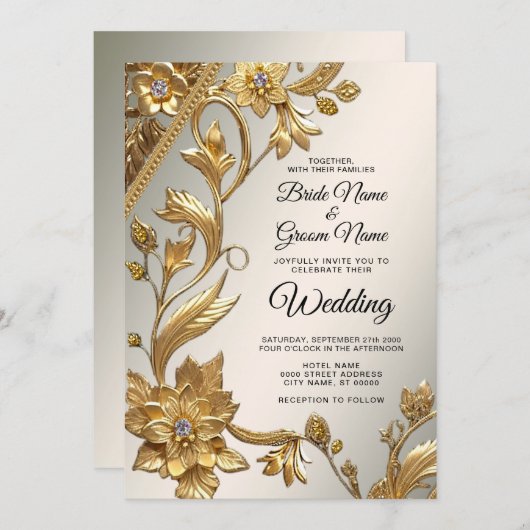 ゴールデンウェー離れブフローラ結婚式招待状 招待状 (正面/裏面)
