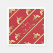 ゴールデンウエスタンプレジャーホースレッドクリスマス スタンダードカクテルナプキン (正面)