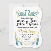 ゴールデンウォーターカラースワンス結婚式招待状 招待状 (正面)