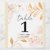 ゴールデンウォーターグリッターテーブル結婚番号 ワインラベル (シングルラベル)