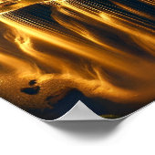 ゴールデンウォーターフォール抽象芸術ウォールアート ポスター (角)