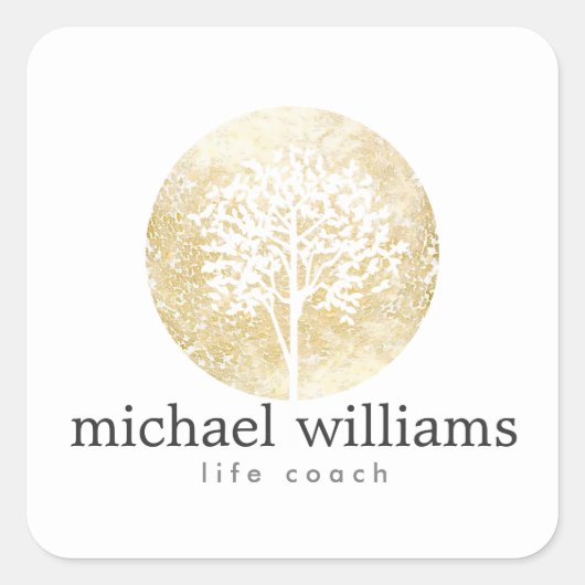 ゴールデンウォーター色の木 スクエアシール (正面)