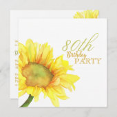 ゴールデンウォーター色ひまわり80th誕生日パーティー 招待状 (正面/裏面)