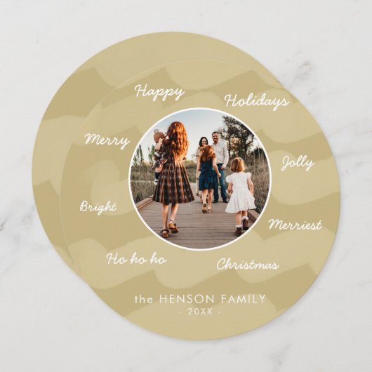 ゴールデンウォーター色クリスマスウィーズ家族の写真 シーズンカード (正面/裏面)