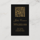 ゴールデンウルフポートレートラグジュアリーブラックビジネスカード 名刺 (裏面)