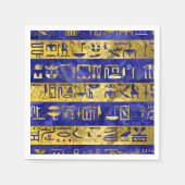 ゴールデンエジプト絵文字パターン青石 スタンダードカクテルナプキン (正面)