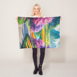 "ゴールデンエスケープ – 自然ファンタジーフリースブランケット" フリースブランケット