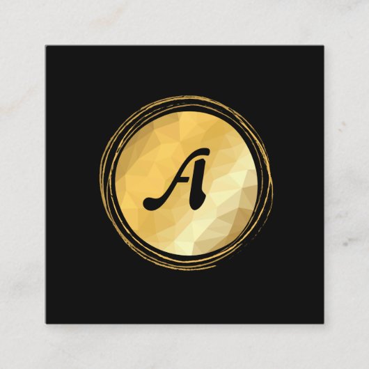 ゴールデンエフェクトエレガントブラック名刺。 スクエア名刺 (正面)