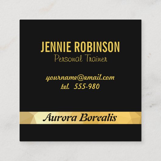 ゴールデンエフェクトエレガントブラック名刺。 スクエア名刺 (裏面)