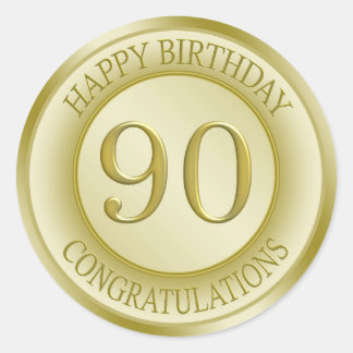 ゴールデンエフェクトハッピー90th誕生日ステッカー ラウンドシール