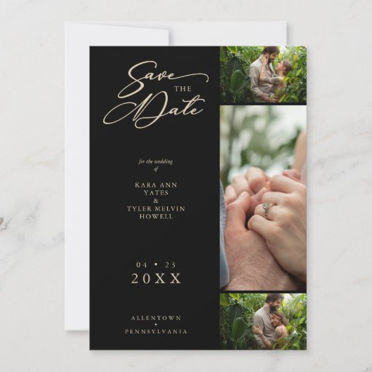 ゴールデンエフェクトファンシーブラックコラージュ3枚フォトカップル セーブザデート (正面)