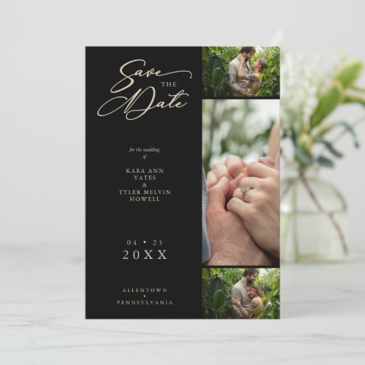 ゴールデンエフェクトファンシーブラックコラージュ3枚フォトカップル セーブザデート (スタンド正面)