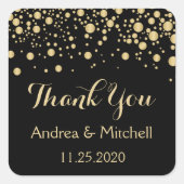 ゴールデンエフェクト紙吹雪サンキューステッカー スクエアシール (正面)