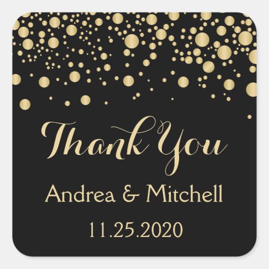 ゴールデンエフェクト紙吹雪サンキューステッカー スクエアシール (正面)