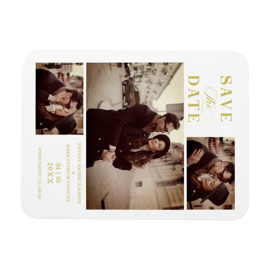 ゴールデンエモダンフェクトカスタム3枚の写真結婚s マグネット (横)