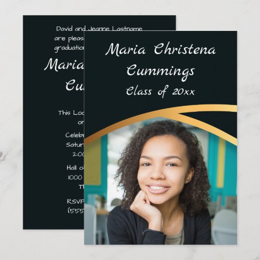 ゴールデンエレガンスクラス写真卒業4 招待状 (正面/裏面)