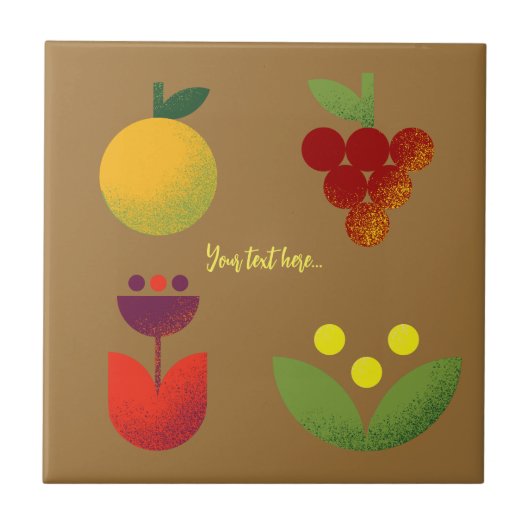 ゴールデンエレガンスモダンフローラフルーツ タイル (正面)
