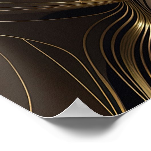 ゴールデンエレガンスモダン:女性抽象芸術アート ポスター (角)