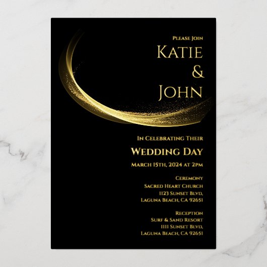 ゴールデンエレガンス結婚の 箔招待状 (正面)