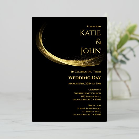 ゴールデンエレガンス結婚の 箔招待状 (立ち正面)