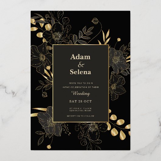 ゴールデンエレガンス結婚式招待状 箔招待状 (正面)