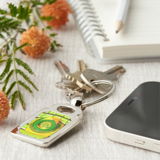 ゴールデンエレガンス:美しいアフリカの黄色のローズアート キーホルダー (側面)